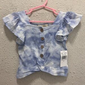 Jessica Simpson Blue Tie Dye Ruffle Sleeve Toddler Top NWT 2T